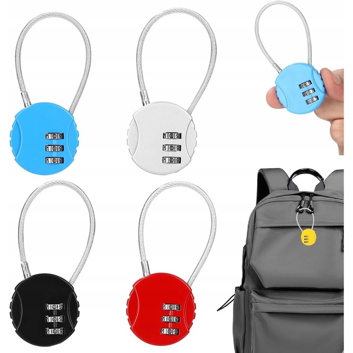 Set 4 lacate colorate cu cifru, rezistente la daune, dimensiuni universale