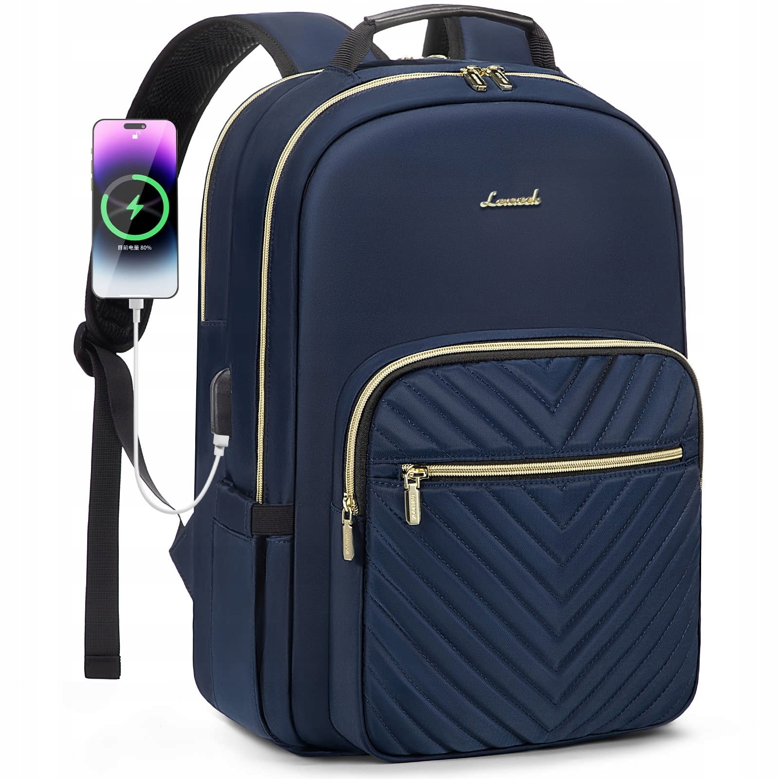 Rucsac laptop, LOVEVOOK, 15,6 inch, waterproof, cu port USB, albastru, 43x30,5x19cm