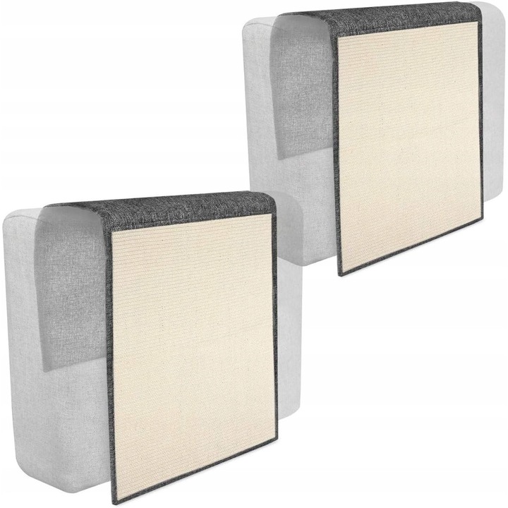 Covorase de zgariat pentru pisici, set 2 bucati, Navaris, gri-bej, material plastic, structura rezistenta