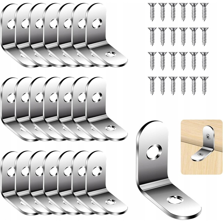 Set de 22 suporturi metalice L pentru lemn