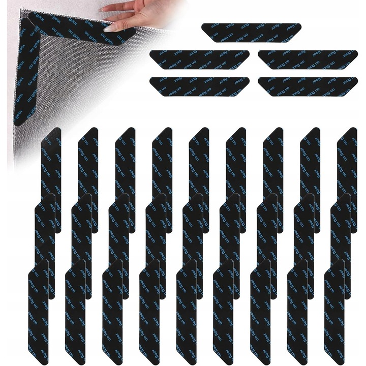 32 darabos csúszásgátló szőnyegmatrica készlet, fekete, öntapadós