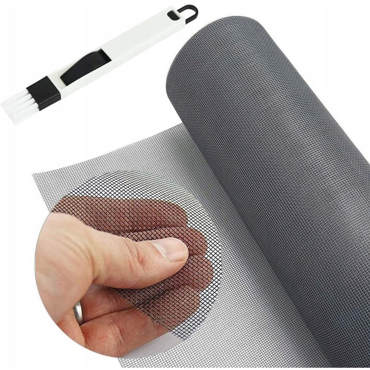 Plasa fereastra 120x250cm, protectie impotriva insectelor, material din fibra de sticla, gri