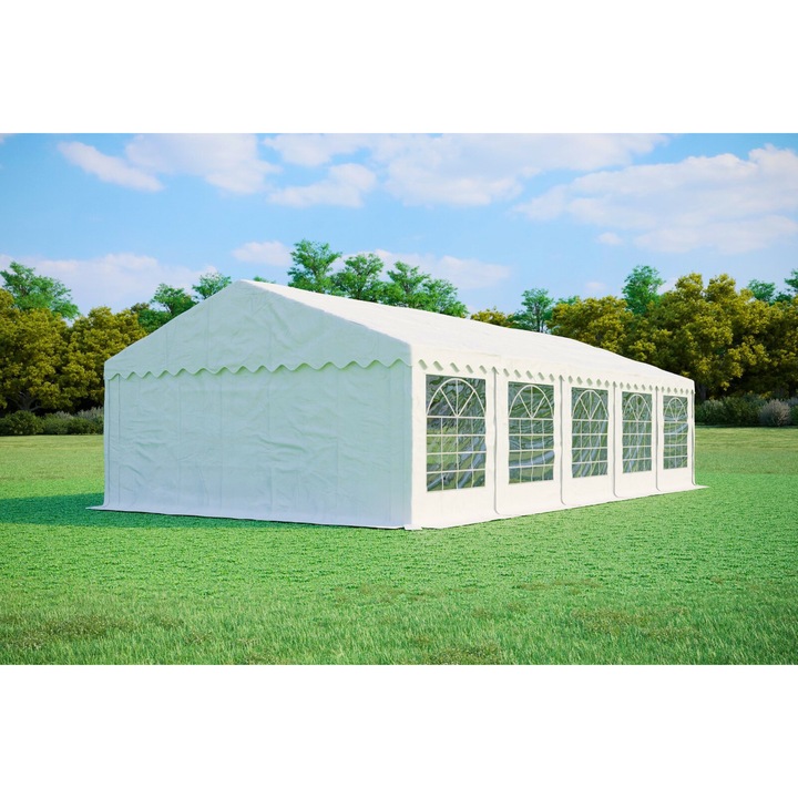 Pavilion de gradina 5x10m, Ambitent, PVC ignifug, 50m2, inaltime 2,8m, feronerie din otel