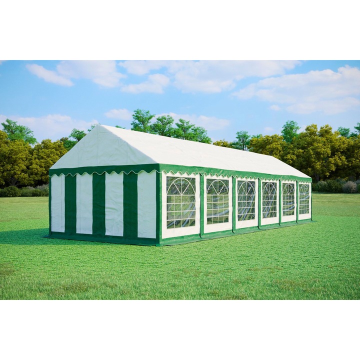 Pavilion de gradina 4x12m, Ambitent, PVC Premium, rezistent la foc, 48m2, 2,8m inaltime