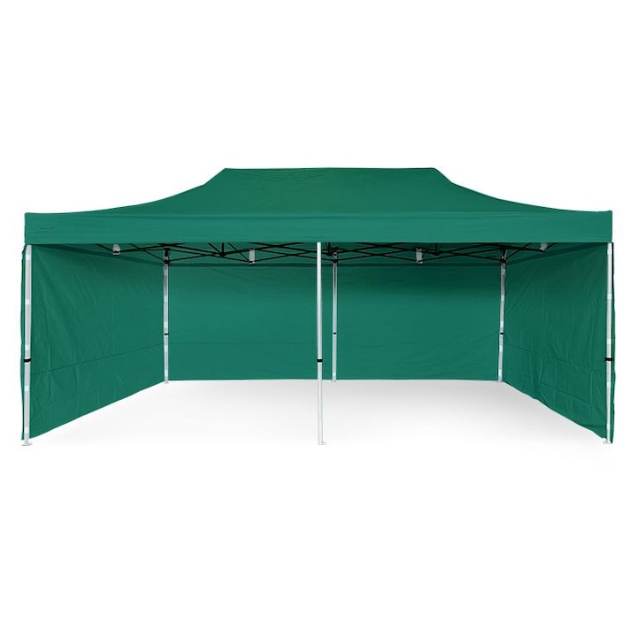 Stan de petrecere pliabil 4x6m, Ambitent, otel premium, 4 placi laterale, alb