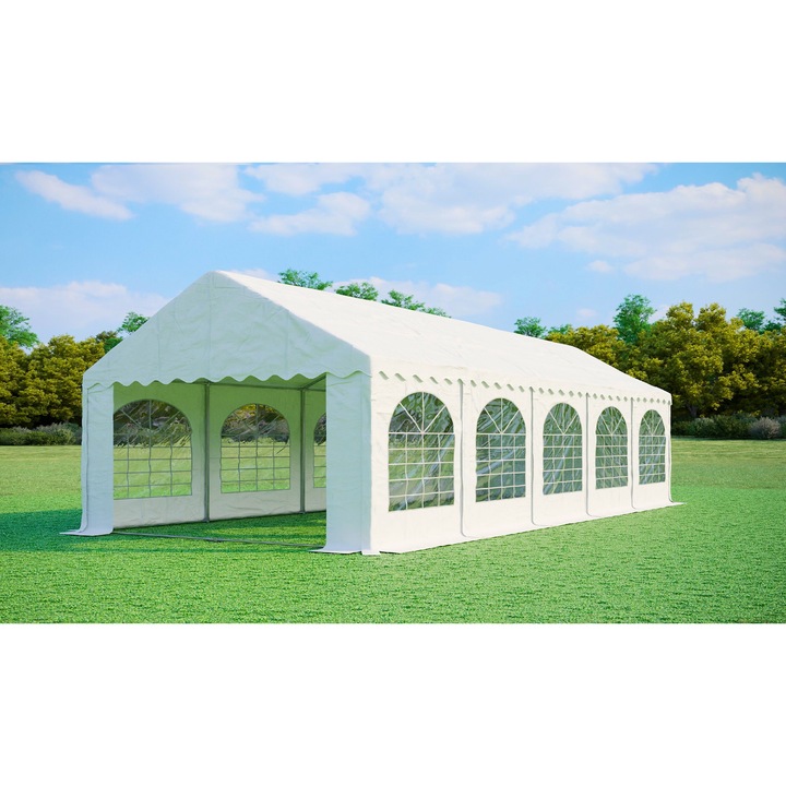Pavilion de petrecere 6x10 m, Ambitent, PVC 550 g/m, rezistent la foc, 2 m inaltime