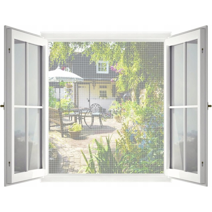 Moskitiera fereastra, 150x180cm, alba, material rezistent, montare usoara