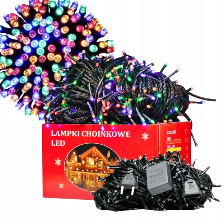 Lampi de Craciun, 300 LED, multicolor, 21m, set pentru interior si exterior