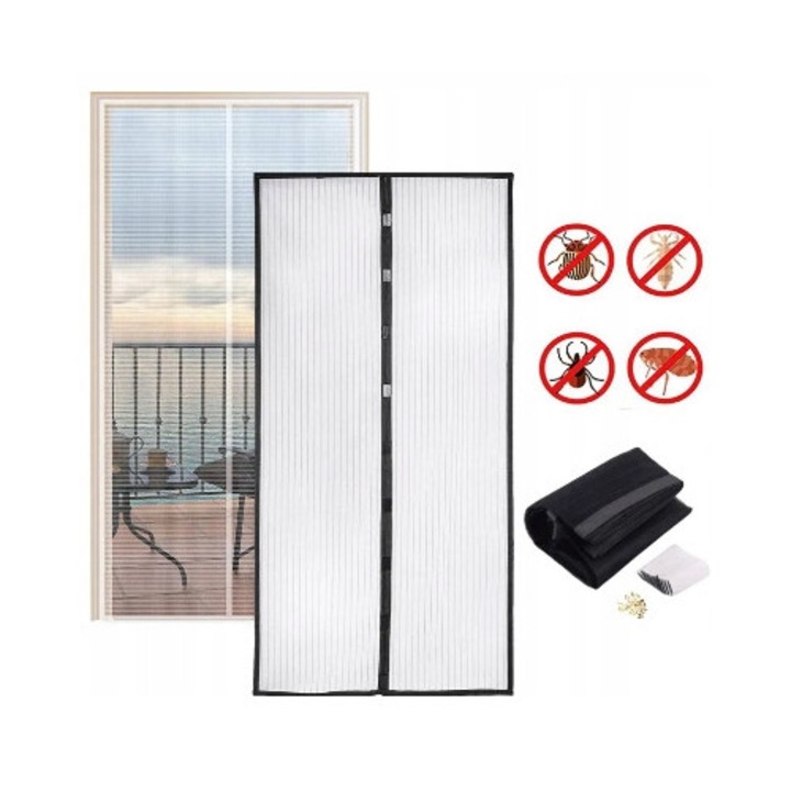 Moskitiere magnetica pentru usi, 210cmx100cm, material rezistent, negru, set