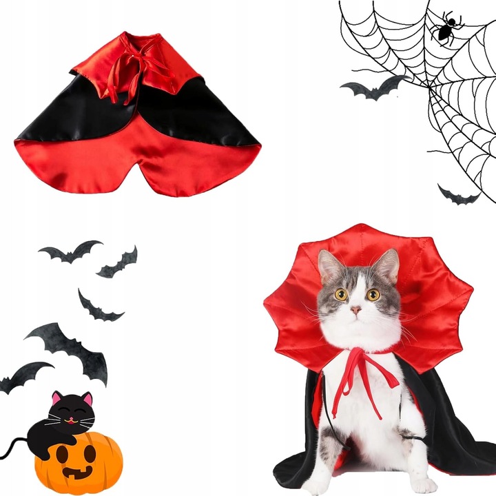 Pelerina vampir pentru animale de companie, costum Halloween, pentru caini si pisici, marime mica
