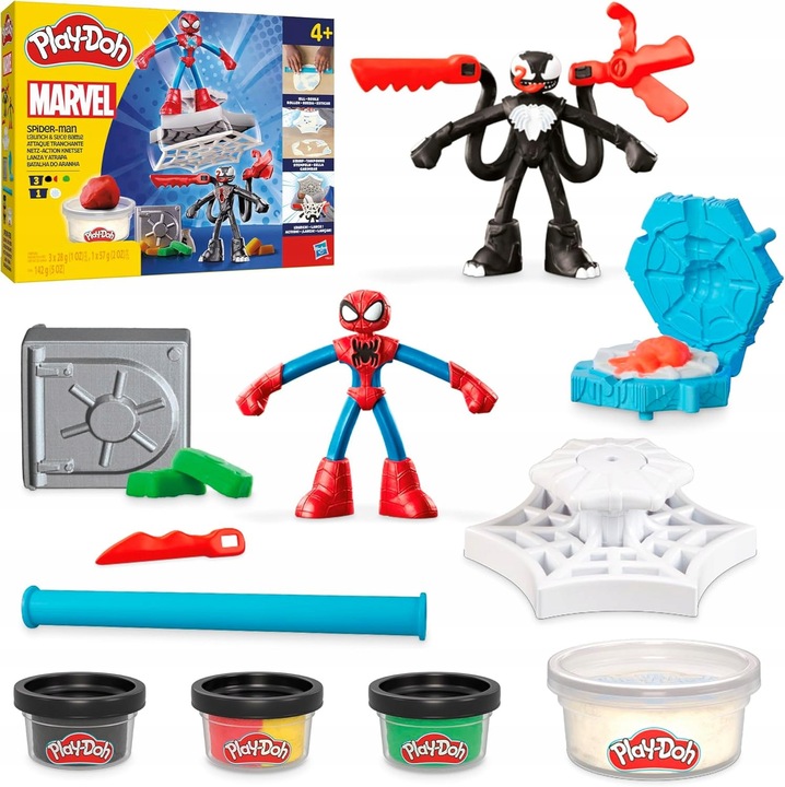 Set Play-Doh Marvel Spider-Man, multicolor, 11 elemente, pentru copii 4+