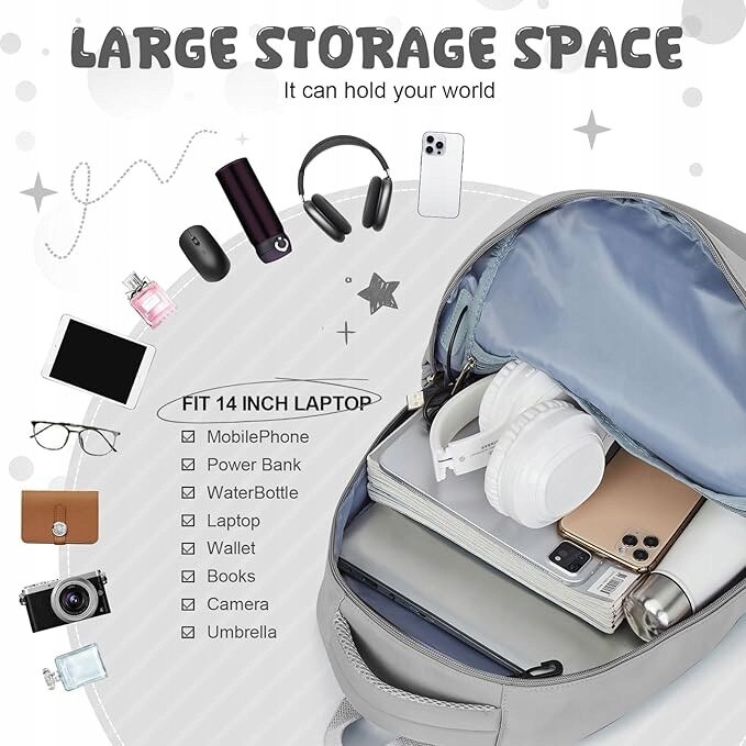 Rucsac pentru laptop 14", mov, multifunctional