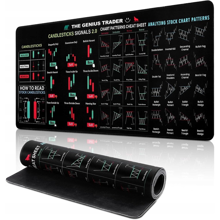 Mousepad XXL, motive grafice, negru