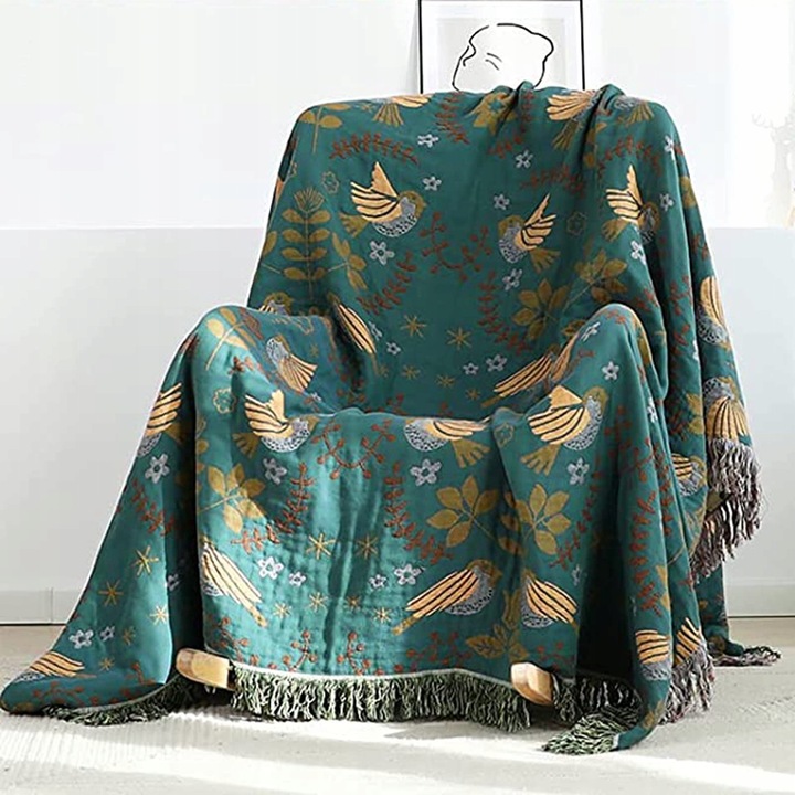 Patura din bumbac Hourdry 230x200cm, design modern, reversibil, colorat