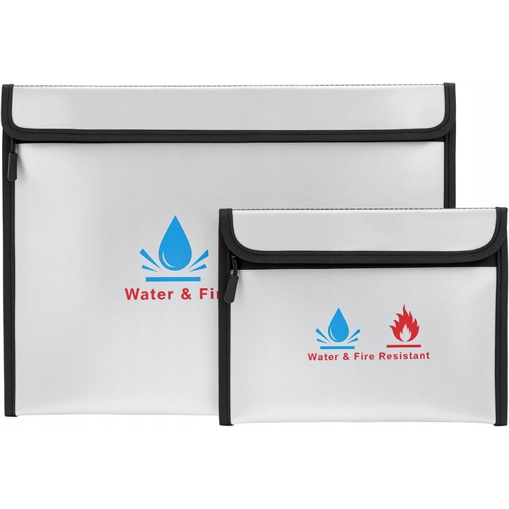 Set 2 Genti Waterproof pentru Documente si Obiecte Valoroase, Alb