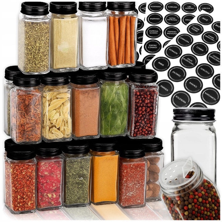 Set 24 recipiente sticla pentru condimente, Avante, capacitate 120 ml