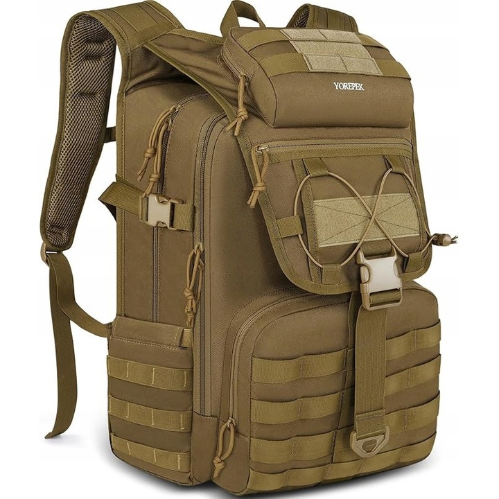 Rucsac turistic YOREPEK Army 50L, kaki 26x33x53cm, set