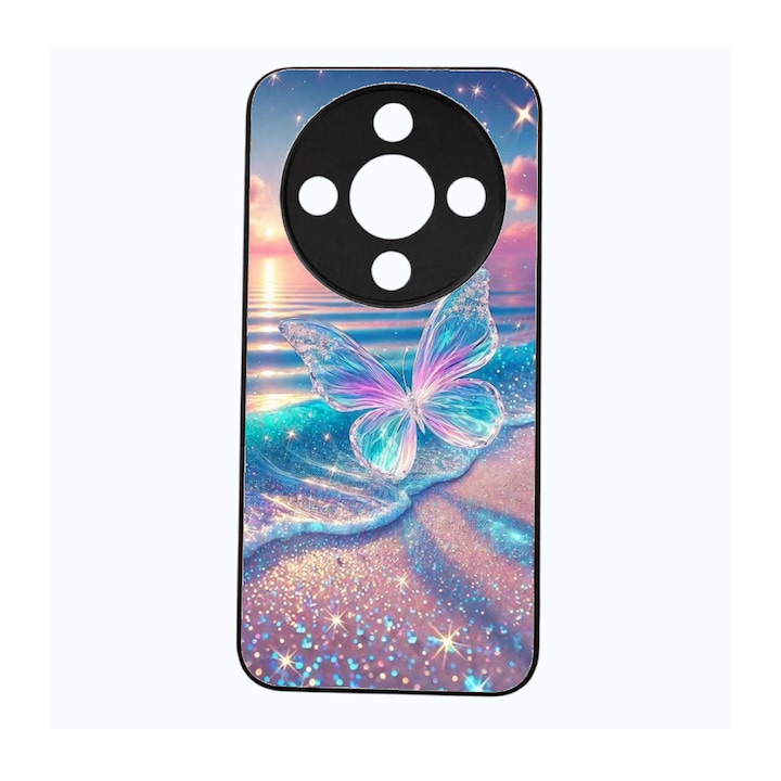 Husa Premium compatibila cu Honor Magic 8 Lite, Silicon TPU, Design Urban Neon Graffiti Sea Butterfly Style, Multicolor