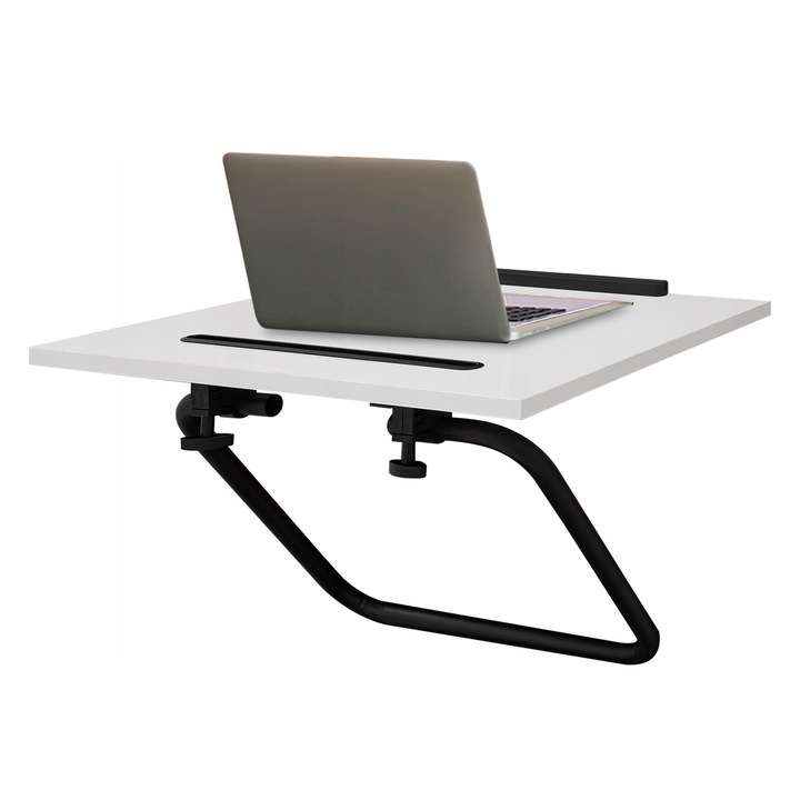 Suport laptop, alb, din lemn si otel, dimensiuni 48x40cm, capacitate 10kg, design pliabil