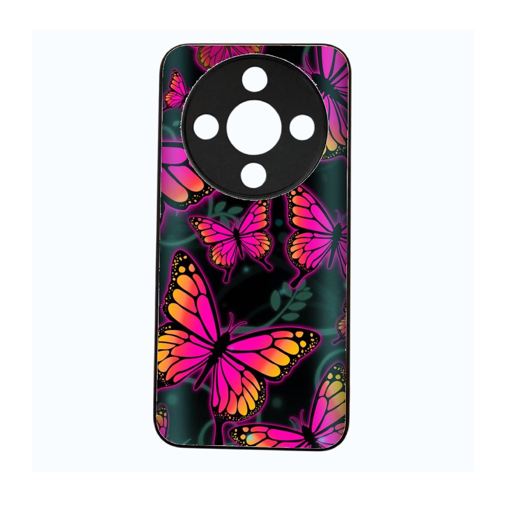 Husa Premium compatibila cu Honor Magic 8 Lite, Silicon TPU, Design Urban Neon Graffiti Fucsia Butterfly Style, Multicolor