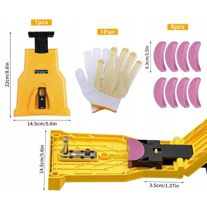 Set accesorii fierastraie cu lant, 10 bucati, solid, fara marca