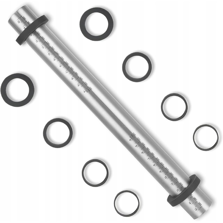 Razatoare de aluat cu 5 inele din silicon, Super Kitchen, inox, argintie, set 6 elemente