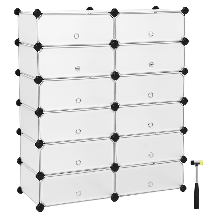 Cipősszekrény, moduláris, fehér, méretei 31x43x105cm