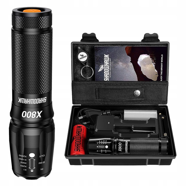 Фенер Shadowhawk LED 10000 лумена, IP67, 5 режима, 14x4x4cm, 490g