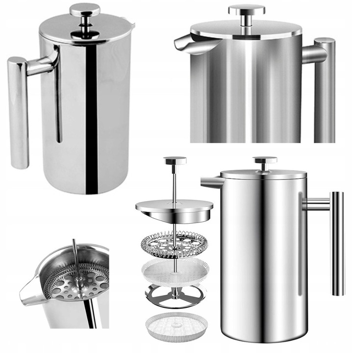 Presa franceza pentru cafea si ceai, 1L, inox, argintiu