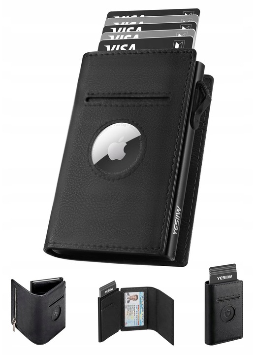 Portofel barbati cu RFID si Apple AirTag, design modern, capacitate mare, 9,6x6,5x2cm, multicolor