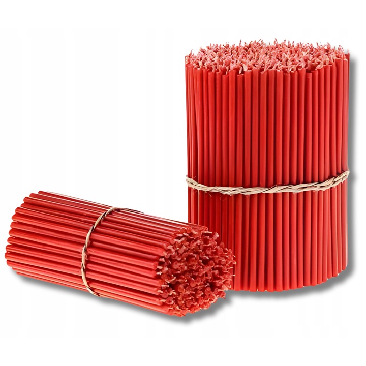 Set 50 lumanari cerchevne din ceara naturala, 15cm, rosii