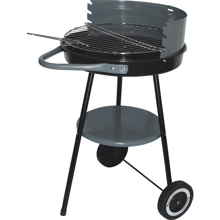 Grill rotund, MASTER GRILL&PARTY, 41cm, cu suport, 54x42x72cm, cromat