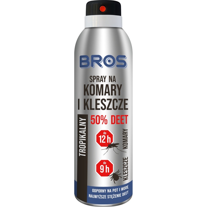 Spray insecticid BROS 50% DEET 180ml, protectie 12h impotriva ...