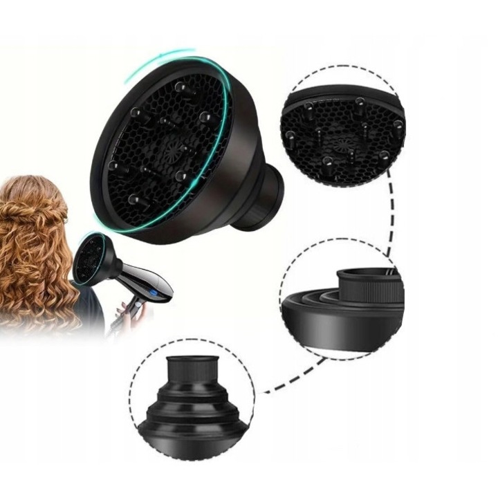 Univerzális diffúzor göndör hajra, fekete, állatkozmetikumok