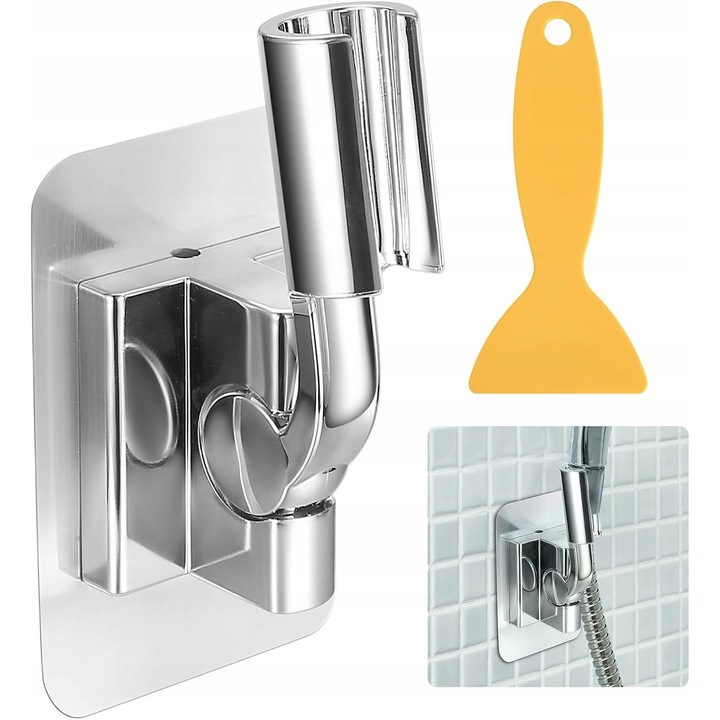 Suport dus, fara gaurire, autocolant, solid, argintiu