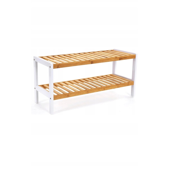 Bambusz cipőtartó, 2 szintes, 26x70x33cm, natúr