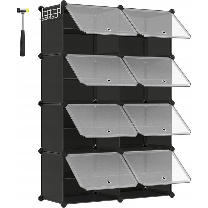 Cipőtartó rendszerező készlet, Songmics, 30x40x30cm, fekete, 32 pár kapacitás