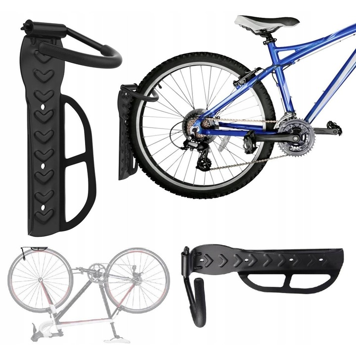 Стойка за съхранение на велосипед, 30 кг, 25,5x7x13 см, черна, комплект