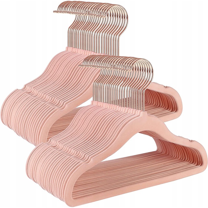 Set 50 umerase pentru copii, roz, material ABS, catifea, 30x0,5x20,5cm