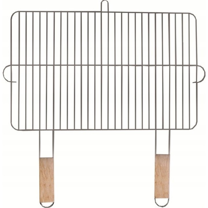 Gratar cu maner din lemn, Floraland, 54x34cm, argintiu