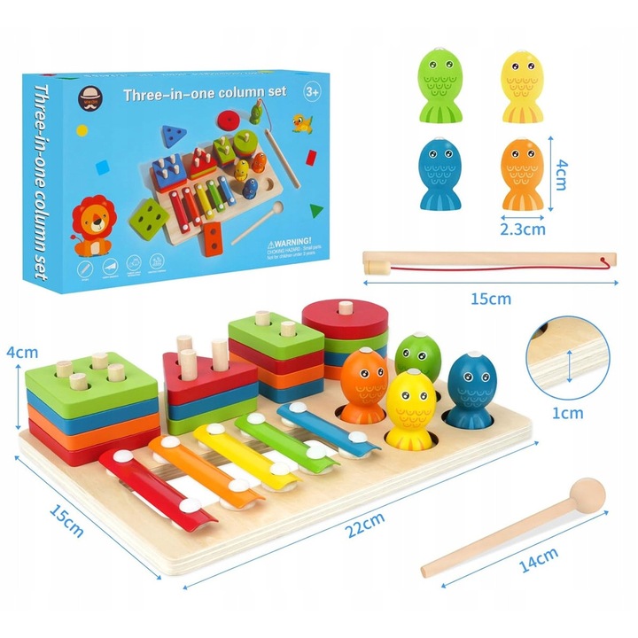 Jucarie interactiva bebelusi, 3 in 1, sortare forme, multicolor