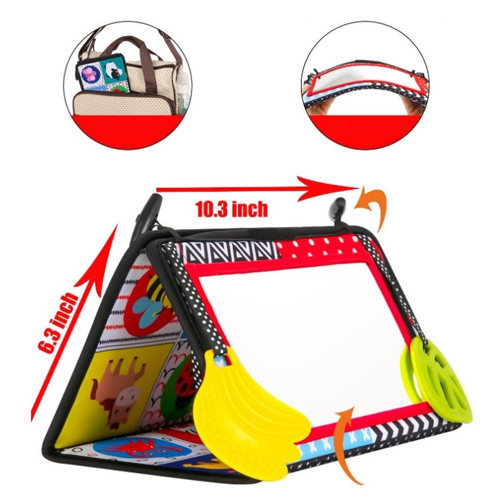 Jucarie interactiva pliabila cu oglinda pentru bebelusi, multicolor, 30x45cm