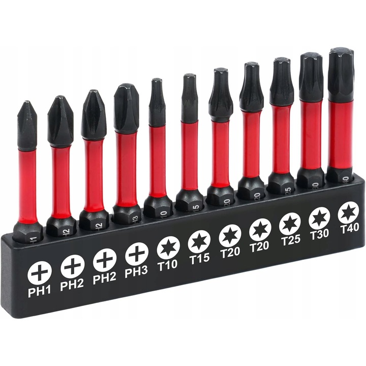 Set de 11 bitle Torx magnetice din otel pentru impact