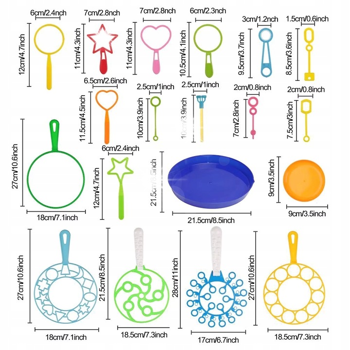 Set de facut bule de sapun pentru copii, 31 unelte, forme diverse, multicolor