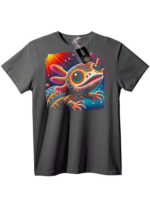 Tricou cu broască psihedelică, Gri