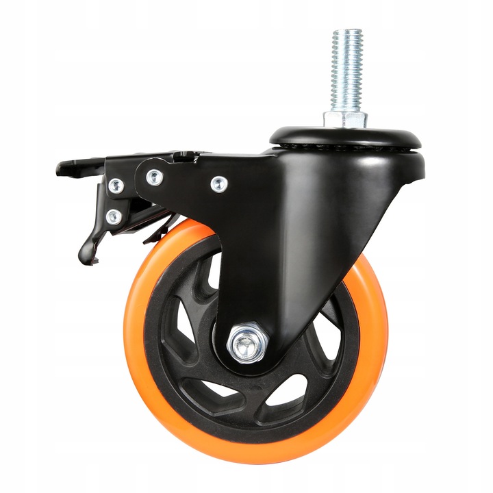 Set 4 roti transport 101,6mm cu frana, capacitate 200kg, dimensiuni 135x59x165mm