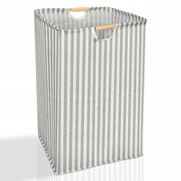 Összecsukható szennyes kosár 62L, 58x38x28cm, pamut és vászon anyag, fa fogantyúkkal, ruhákhoz és játékokhoz