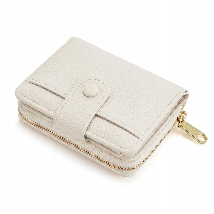 Portofel dama mic, cu buzunar pentru monede, vegan, bej, 11,5x9,5x3cm