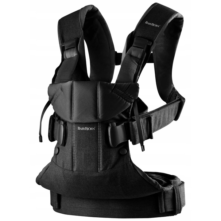 Marsupiu BabyBjorn One, negru, 0-3 ani, 3.5-15 kg, 53-100 cm, 4 pozitii de purtare