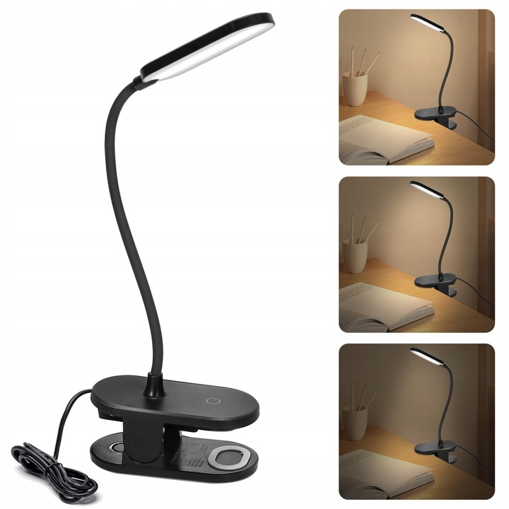 Aigostar LED olvasólámpa, 3 intenzitási mód, 4000K, hajlítható karral, USB